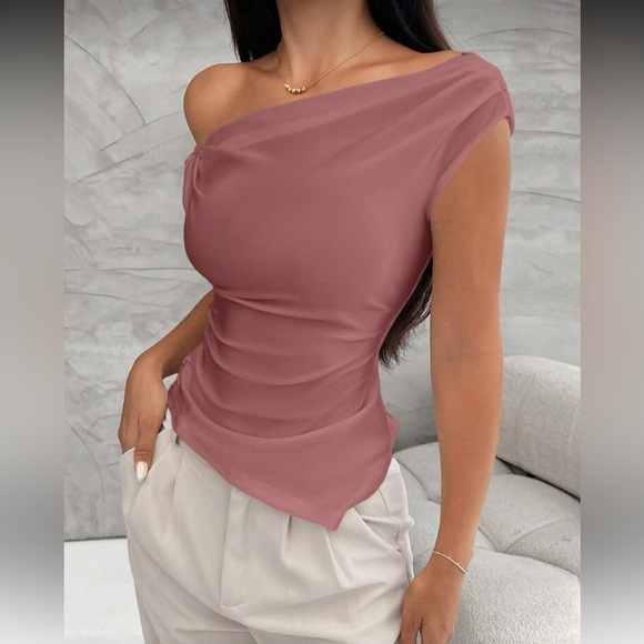 Elegant Off-Shoulder Dusty Pink - Picture 3 of 6